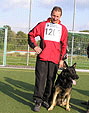 Dietmar Fluck mit Carlo vom Hohentwiel bei der Bundessiegerprfung 2009 in Baunatal *